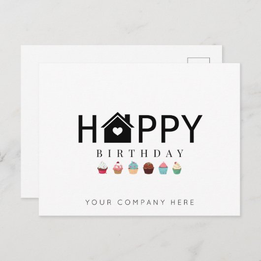Happy Birthday Realty Cupcake Briefkaart (Voorkant / Achterkant)