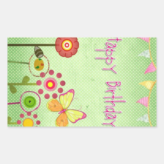 Happy Birthday Rechthoekige Sticker (Voorkant)