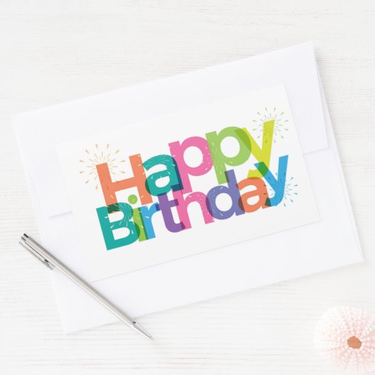 Happy Birthday Rechthoekige Sticker (Envelop)