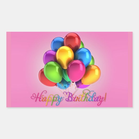Happy Birthday Rechthoekige Sticker (Voorkant)