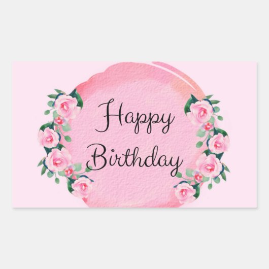 Happy Birthday Rechthoekige Sticker (Voorkant)