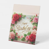 Happy Birthday Reclamebord Met Voetstuk (Voorkant)
