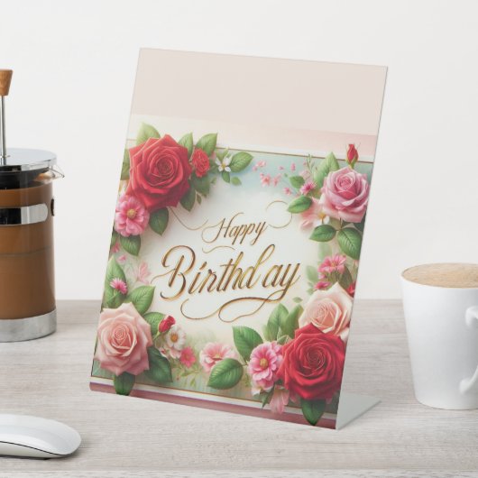 Happy Birthday Reclamebord Met Voetstuk (Insitu)