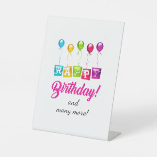 Happy Birthday Reclamebord Met Voetstuk
