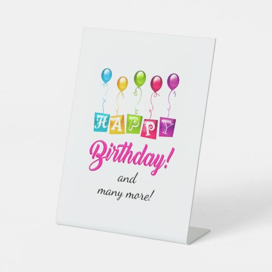 Happy Birthday Reclamebord Met Voetstuk (Voorkant)