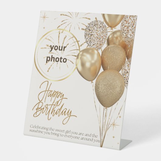 happy birthday  reclamebord met voetstuk (Voorkant)