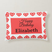 Happy Birthday Rectangle hart lijst aangepaste naa Accent Kussen (Voorkant)