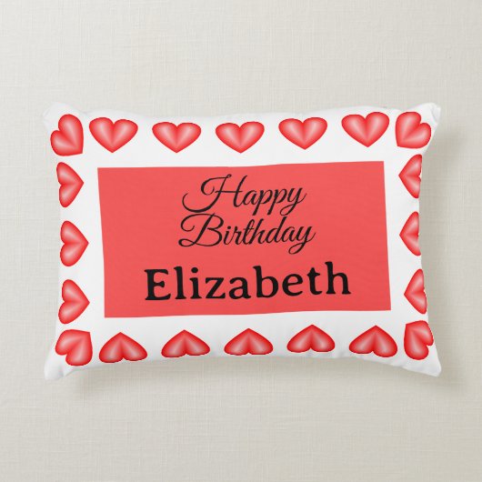Happy Birthday Rectangle hart lijst aangepaste naa Accent Kussen (Voorkant)