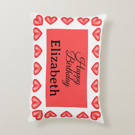 Happy Birthday Rectangle hart lijst aangepaste naa Accent Kussen (Achterkant (Verticaal))