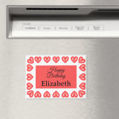 Happy Birthday Rectangle hart lijst aangepaste naa Magneet (Insitu (Vaatwasser))