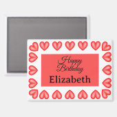 Happy Birthday Rectangle hart lijst aangepaste naa Magneet (Voorkant / Achterkant)