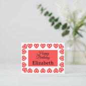 Happy Birthday Rectangle hart lijst aangepaste naa Plaatskaartje (Staand voorkant)