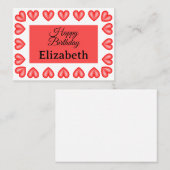 Happy Birthday Rectangle hart lijst aangepaste naa Plaatskaartje (Voorkant / Achterkant)