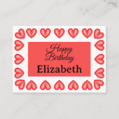 Happy Birthday Rectangle hart lijst aangepaste naa Plaatskaartje (Voorkant)