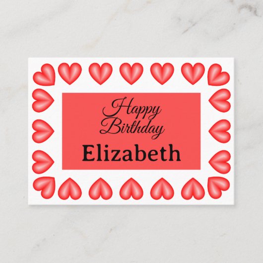 Happy Birthday Rectangle hart lijst aangepaste naa Plaatskaartje (Voorkant)