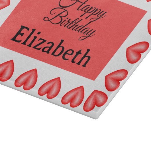 Happy Birthday Rectangle hart lijst aangepaste naa Snijplank (Hoek)