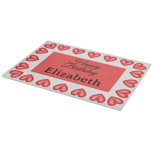 Happy Birthday Rectangle hart lijst aangepaste naa Snijplank (Hoek)