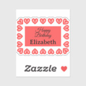 Happy Birthday Rectangle hart lijst aangepaste naa Sticker (Vel)