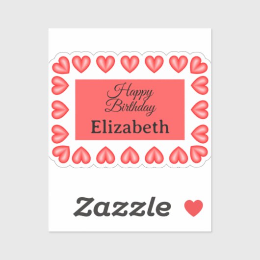 Happy Birthday Rectangle hart lijst aangepaste naa Sticker (Vel)