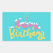Happy Birthday Rectangular Sticker (Voorkant)