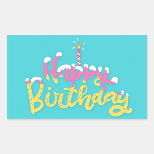 Happy Birthday Rectangular Sticker (Voorkant)