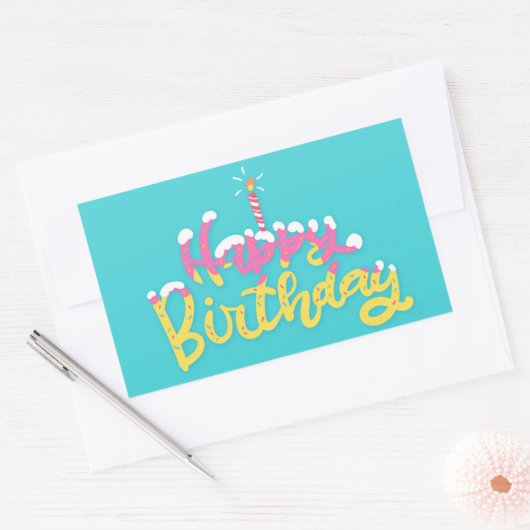 Happy Birthday Rectangular Sticker (Envelop)