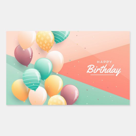Happy Birthday Rectangular Sticker (Voorkant)