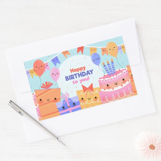 Happy Birthday Rectangular Sticker (Envelop)