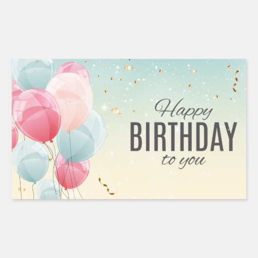 Happy Birthday Rectangular Sticker (Voorkant)