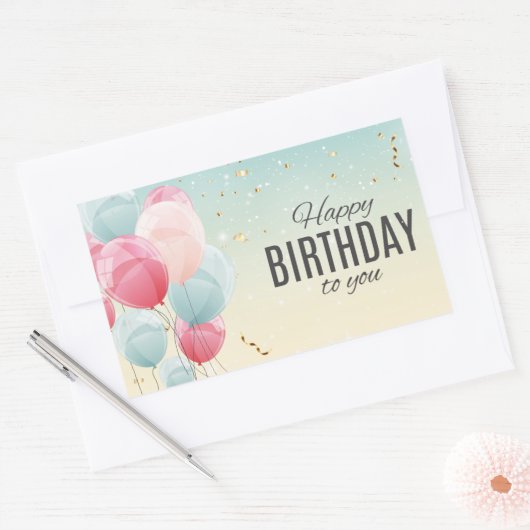Happy Birthday Rectangular Sticker (Envelop)