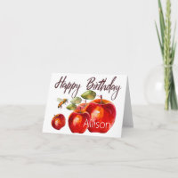 Happy Birthday Red Apple Waterverf Kaart