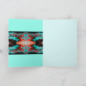 Happy Birthday Red Aqua Black Glas in lood Kaart (Binnen)