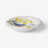 Happy Birthday Red Blue Bird Branch  Flowers Papieren Kommen (Gebogen)