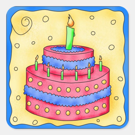 Happy Birthday Red Cake Sticker 1st (Voorkant)