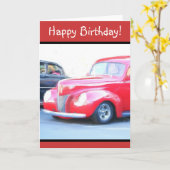 Happy Birthday Red Classic car wenskaart Kaart (Gele Bloem)