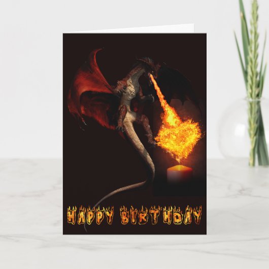 Happy Birthday Red Dragon Lover Fire Heart Kaart (Voorkant)