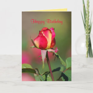 Happy Birthday Red en Yellow Rose Card Kaart