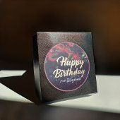 Happy Birthday Red Floral Gold Script Paars Light Ronde Sticker