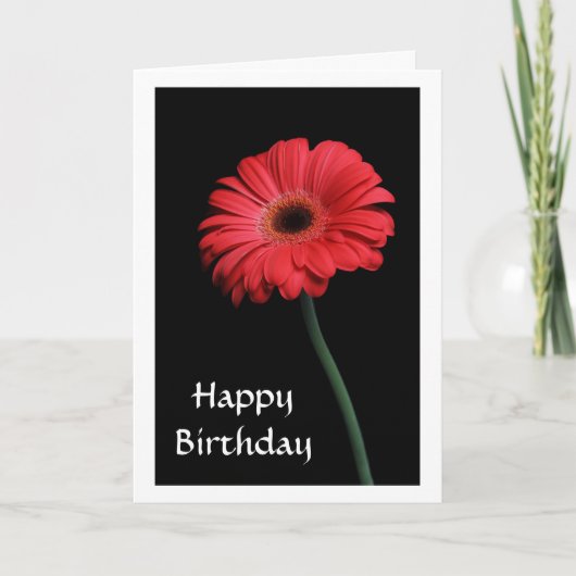 Happy Birthday Red Gerbera Daisy Wenskaart Kaart (Voorkant)