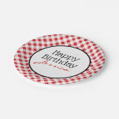Happy Birthday Red Gingham Check Picnic Party Papieren Bordje (Gekanteld)