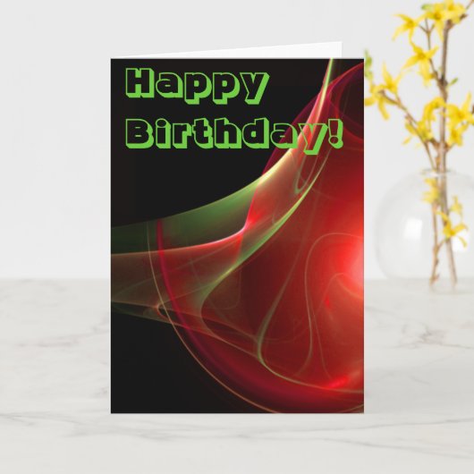 Happy Birthday Red Green Abstracte Blank Sjabloon (Gele Bloem)