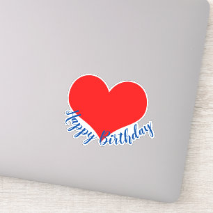 Happy Birthday Red Heart Cute Colorful Modern Sticker