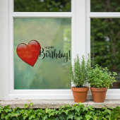 Happy Birthday Red Heart Window Cling Raamsticker