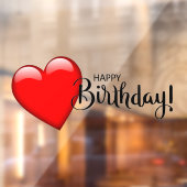 Happy Birthday Red Heart Window Cling Raamsticker (Vel 2)