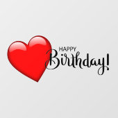 Happy Birthday Red Heart Window Cling Raamsticker (Vel)