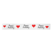 Happy Birthday Red Hearts 3 INCH Satijnen Lint (Voorkant)