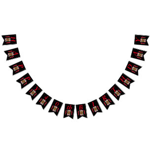 Happy Birthday Red Hearts Queen speelt Kaart Vlaggetjes