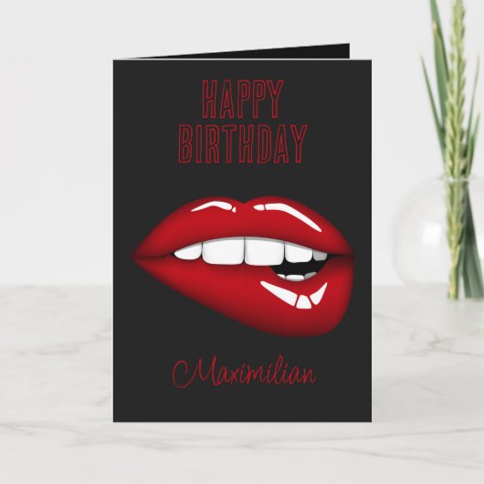 Happy Birthday Red Lips Persoonlijke Kaart (Voorkant)