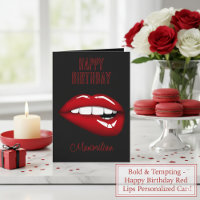 Happy Birthday Red Lips Persoonlijke Kaart