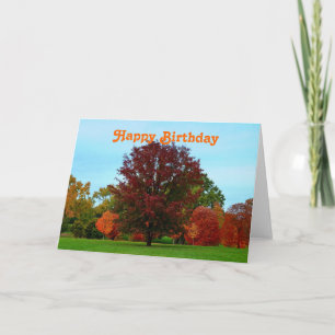 Happy Birthday Red Oak Tree in herfst Kaart